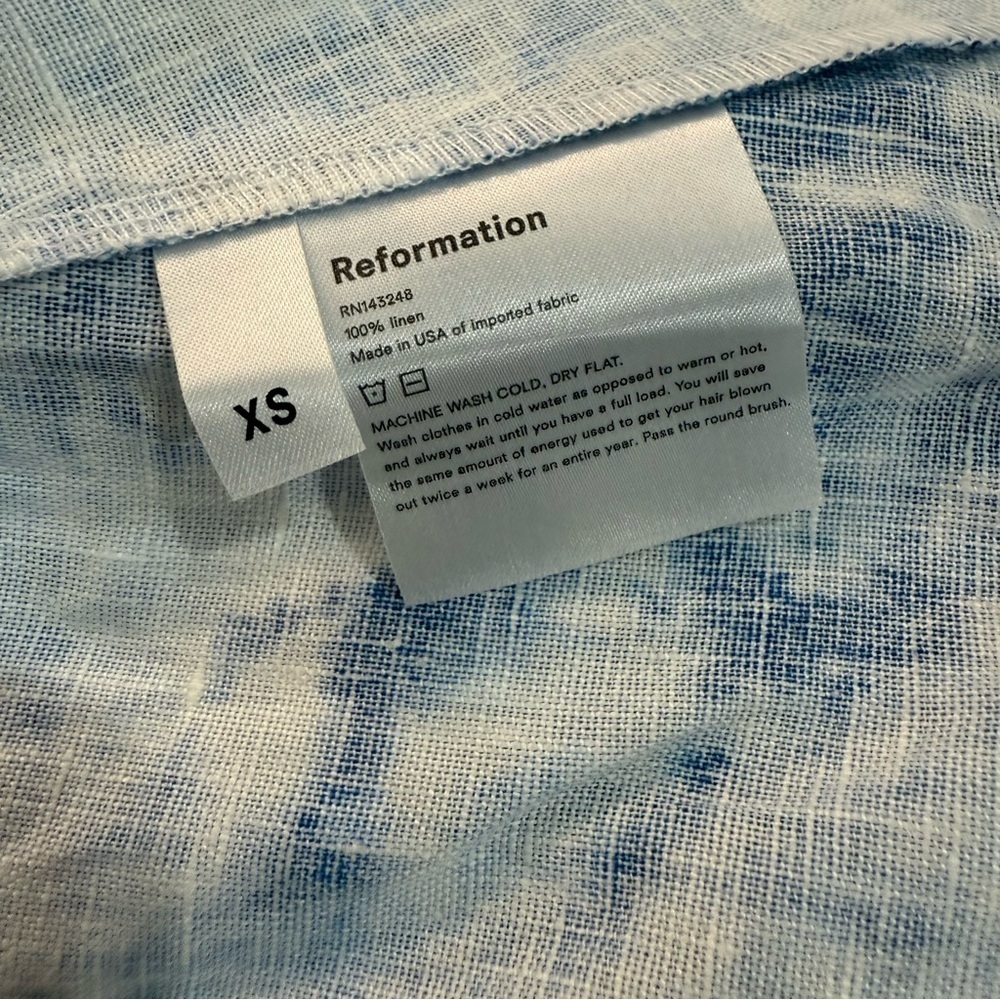NWT Reformation Dress Garten Midi Wrap in Shibori Blue - Picture 12 of 14